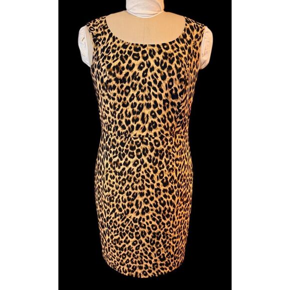 Leslie Stuart Leopard Print Dress Sz. 10 Lined Back Zip Career Party - Picture 8 of 10